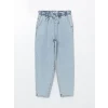LCW Jeans Indigo Beli Lastikli Mom Fit Kadın Jean Pantolon