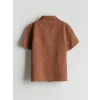 LCW Kids Kahverengi Resort Yaka Erkek Çocuk Pamuk Karışımlı Gömlek
