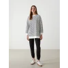 LCW Modest Siyah Çizgili Oversize Kadın Sweatshirt Tunik