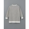 LCW Modest Siyah Çizgili Oversize Kadın Sweatshirt Tunik