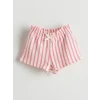 LCW baby Bej Baskılı Kız Bebek Tişört ve Çizgili Şort 2li