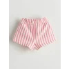 LCW baby Bej Baskılı Kız Bebek Tişört ve Çizgili Şort 2li