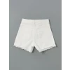LCW Kids Beyaz Beli Ayarlanabilir Lastikli Kız Çocuk Jean Şort