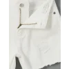 LCW Kids Beyaz Beli Ayarlanabilir Lastikli Kız Çocuk Jean Şort