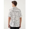 LCW Vision Beyaz Regular Fit Kısa Kollu Desenli Erkek Gömlek