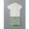 LCW baby Ekru Basic Erkek Bebek Gömlek ve Şort 2li