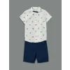LCW Kids Ekru Papyonlu Erkek Çocuk Gömlek ve Şort 2li