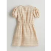 LCW Kids Ekru Bisiklet Yaka Kız Çocuk Elbise