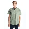 LCWAIKIKI Classic Yeşil Regular Fit Keten Karışımlı Erkek Gömlek