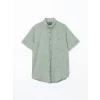 LCWAIKIKI Classic Yeşil Regular Fit Keten Karışımlı Erkek Gömlek