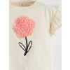 LCW baby Ekru Aplike Çiçekli Kız Bebek Bluz ve Şort 2li