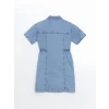 LCW Kids Mavi Kısa Kollu Kız Çocuk Jean Gömlek Elbise