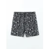 XSIDE Siyah Kısa Boy Desenli Erkek Deniz Şortu