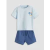 LCW baby Mavi Baskılı Erkek Bebek Tulum ve Şort 2li
