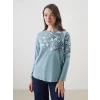 LCW Grace Mavi Bisiklet Yaka Çiçekli Kadın Bluz