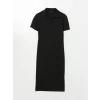 LCW Vision Siyah Polo Yaka Bodycon Elbise