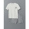LC WAIKIKI Ekru Standart Kalıp Erkek Şortlu Pijama Takımı