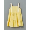 LCW Kids Sari Basic Dantelli Kız Çocuk Keten Elbise