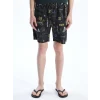LCW SWIMWEAR Antrasit Diz Hizası Boy Desenli Erkek Deniz Şortu
