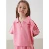 LCW Kids Pembe Polo Yaka Kız Çocuk Tişört ve Etek 2li
