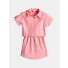 LCW Kids Pembe Polo Yaka Kız Çocuk Tişört ve Etek 2li
