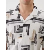 LCW Vision Beyaz Regular Fit Kısa Kollu Desenli Erkek Gömlek
