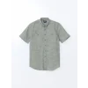 LCWAIKIKI Classic Haki Regular Fit Kısa Kollu Poplin Erkek Gömlek