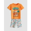 LCW Kids Turuncu Baskılı Erkek Çocuk Tişört ve Şort 2li