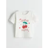 LCW baby Ekru Kiraz Baskılı Kız Bebek Tişört ve Şort 2li