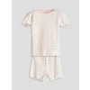 LCW baby Ekru Çizgili Kız Bebek Şortlu Pijama Takım
