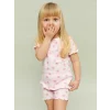 LCW baby Pembe Bisiklet Yaka Kız Bebek Şortlu Pijama Takımı