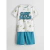 LCW Kids Beyaz Ananas Baskılı Erkek Çocuk Şortlu Pijama Takım