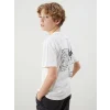 LCW Kids Ekru Bisiklet Yaka Nostaljik Maymun Baskılı Erkek Çocuk Tişört