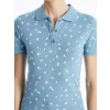 LCWAIKIKI Classic Mavi Polo Yaka Desenli Kadın Tişört