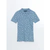 LCWAIKIKI Classic Mavi Polo Yaka Desenli Kadın Tişört