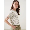 LCW Grace Ekru Bisiklet Yaka Çiçekli Kadın Bluz