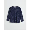 LCW Grace Lacivert Bisiklet Yaka Çiçekli Kadın Bluz