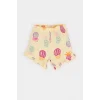 Defacto E6453 Ekru Kız Bebek 2li Takım Baskılı Kısa Kollu Tişört Desenli Şort
