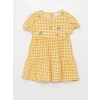 LCW baby Sari Kruvaze Yaka Kısa Kollu Desenli Kız Bebek Elbise
