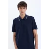 Defacto D7932 Lacivert Regular Fit Polo Yaka Kısa Kollu Waffle Polo Tişört
