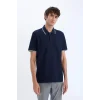 Defacto D7932 Lacivert Regular Fit Polo Yaka Kısa Kollu Waffle Polo Tişört