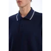 Defacto D7932 Lacivert Regular Fit Polo Yaka Kısa Kollu Waffle Polo Tişört