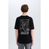 Defacto D6773 Siyah %100 Pamuk Looney Tunes Boxy Fit Bisiklet Yaka Sırt Baskılı Kısa Kollu Tişört