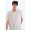 Defacto E1223 Beyaz Regular Fit Krinkıl Yazlık Kısa Kollu Beyaz Gömlek