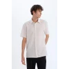 Defacto E1223 Beyaz Regular Fit Krinkıl Yazlık Kısa Kollu Beyaz Gömlek