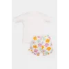 Defacto E0684 Ekru Kız Bebek 2li Takım Baskılı Kısa Kollu Tişört Çiçekli Şort