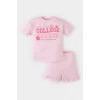 Defacto E0722 Pembe Kız Bebek 2li Takım Baskılı Kısa Kollu Tişört Beli Lastikli Şort
