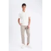 Defacto E1207 Ekru Regular Fit Kısa Kollu Krinkıl Polo Tişört