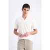 Defacto E1207 Ekru Regular Fit Kısa Kollu Krinkıl Polo Tişört