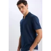 Defacto E1207 Lacivert Regular Fit Kısa Kollu Krinkıl Polo Tişört